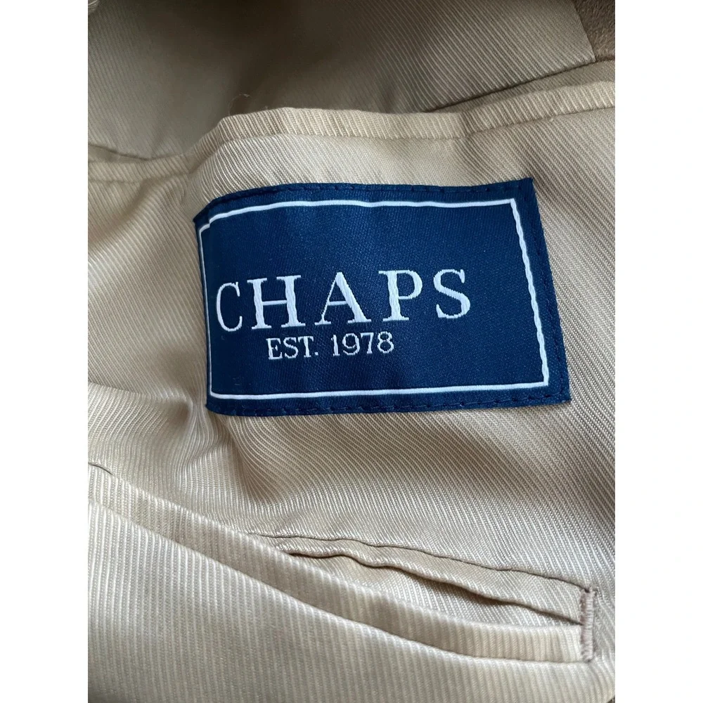 Chaps Mens Blazer 44R Sport Coat Tan Faux‎ Suede Two Button Classic